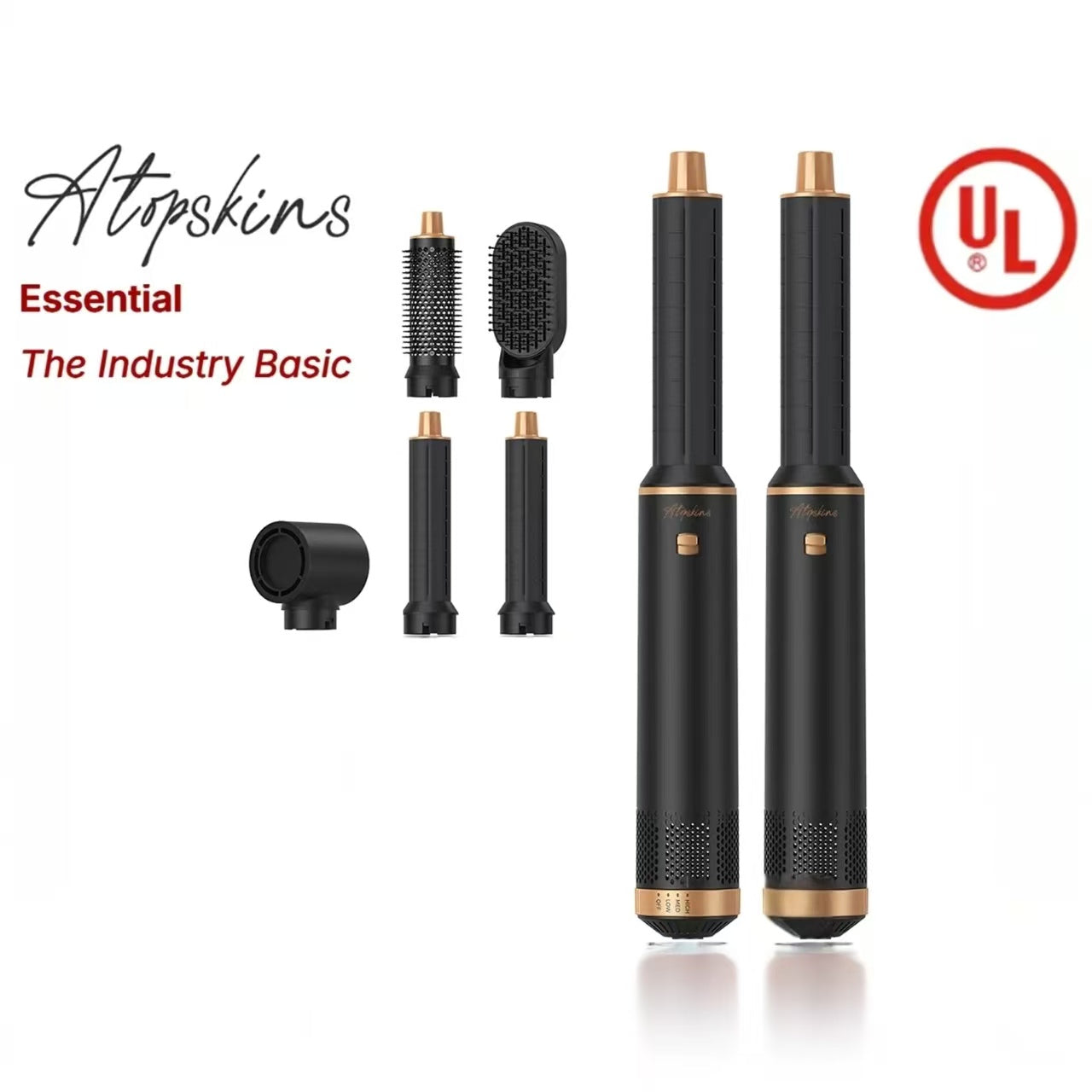 ATOPSKINS 5-in-1 Air Styler, Lightweight Hair Dryer & Hot Air Curlers with Diffuser & Curly Hair Brush